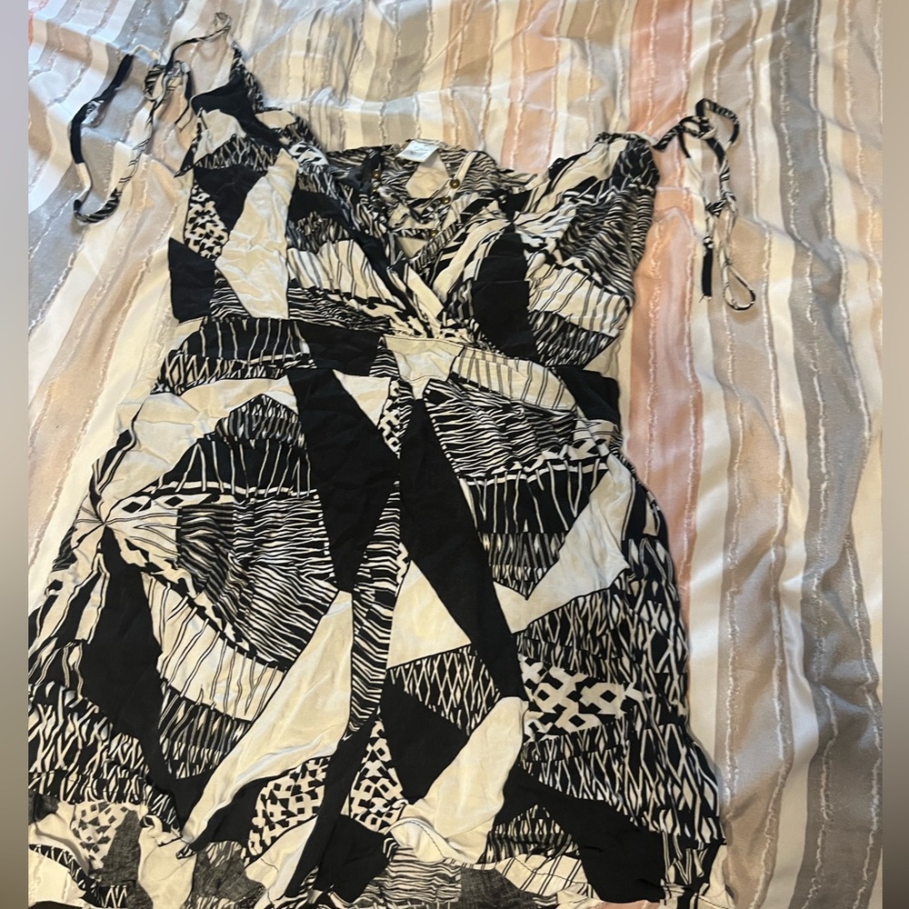 Black and white shorts jumpsuit